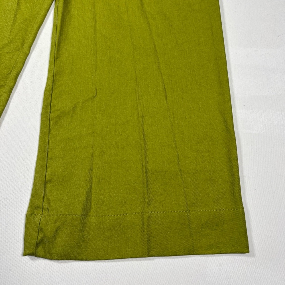 Maeve Pants The Colette Wide Leg Crop Linen Blend Yellow Green Casual Work Sz 27 - Picture 3 of 15